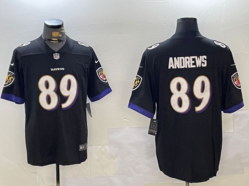 Men Baltimore Ravens #89 Andrews Black Second generation 2024 Nike Limited NFL Jersey style 1